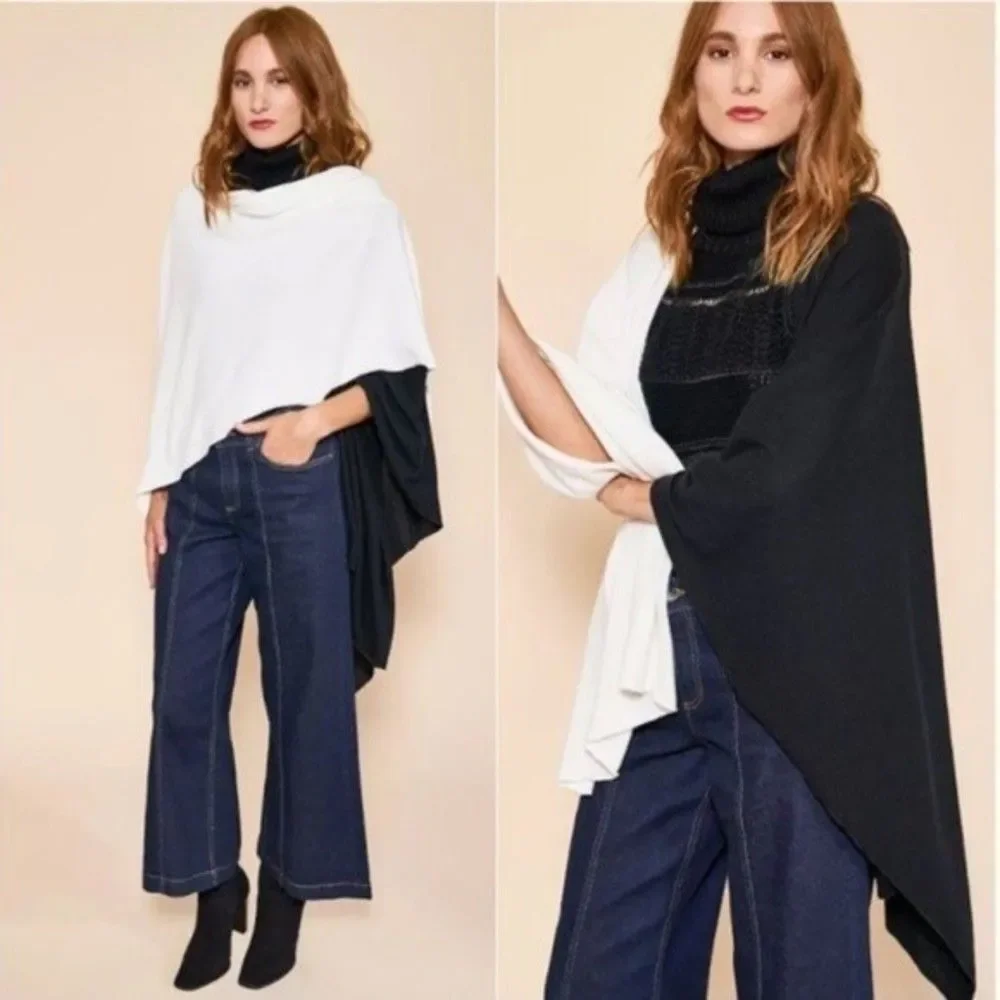 Donni Two Tone Black and White Cape Scarf